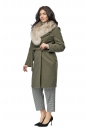 Женское пальто из текстиля с воротником, отделка песец 8001122