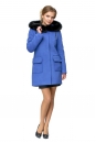Женское пальто из текстиля с капюшоном, отделка песец 8002137