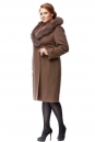 Женское пальто из текстиля с капюшоном, отделка песец 8002318-2