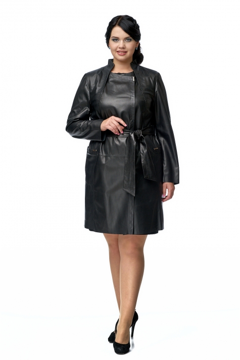Женское кожаное пальто из натуральной кожи с воротником 8006059