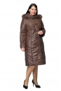 Женское пальто из текстиля с капюшоном, отделка песец 8010097-2