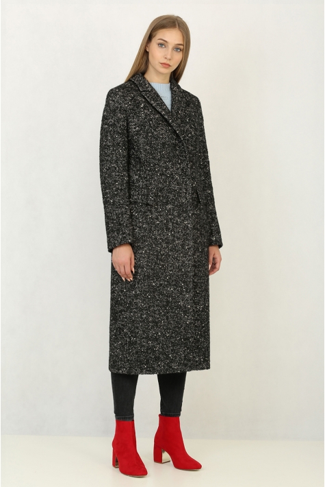 Женское пальто из текстиля с воротником 8011714