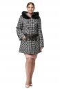 Женское пальто из текстиля с капюшоном, отделка песец 8012227