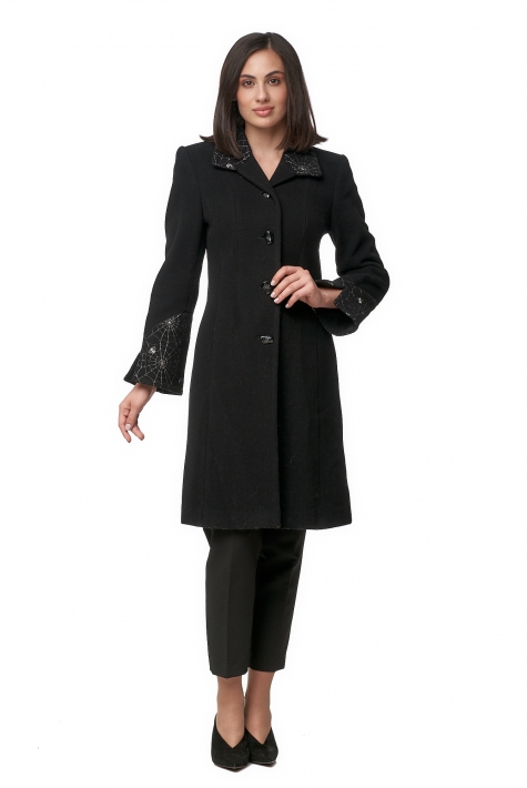 Женское пальто из текстиля с воротником 8012614