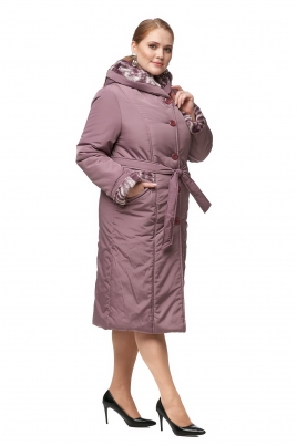 Женское пальто из текстиля с капюшоном, отделка искусственный мех