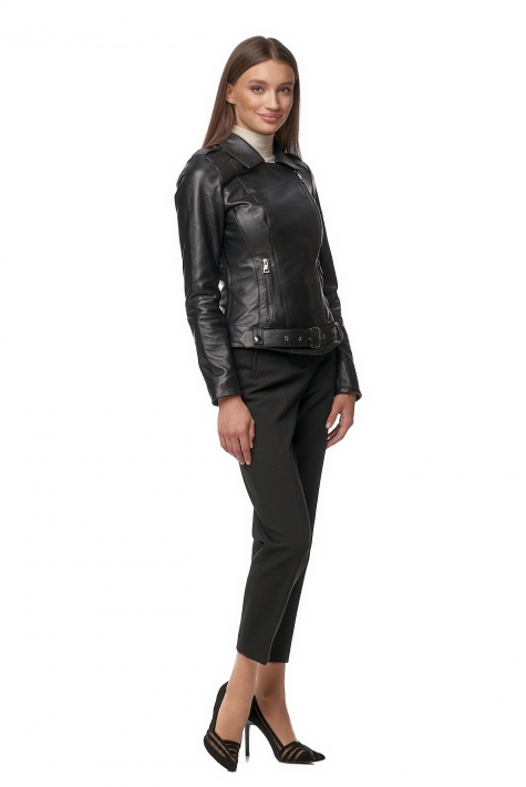 Женская кожаная куртка из натуральной кожи с воротником 8013592