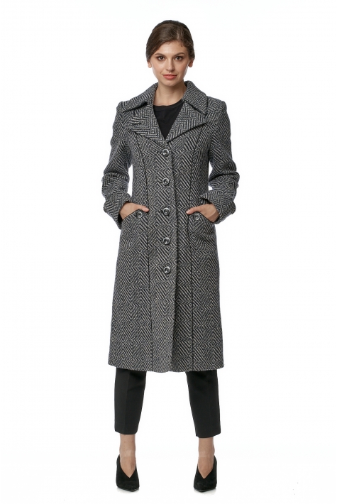 Женское пальто из текстиля с воротником 8017645