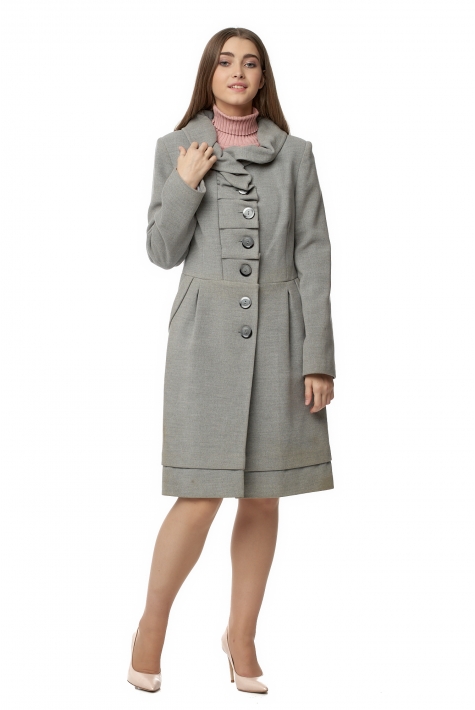 Женское пальто из текстиля с воротником 8019722