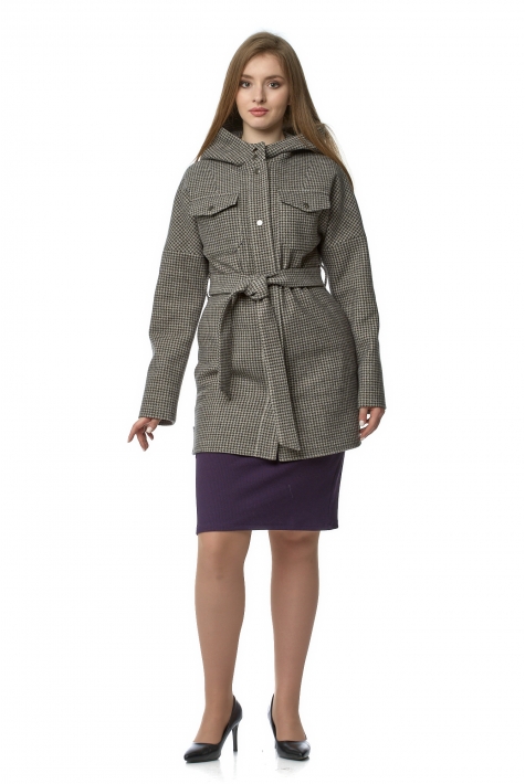 Женское пальто из текстиля с капюшоном 8021109