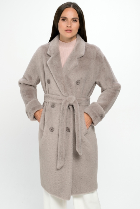 Женское пальто из текстиля с воротником 8022139