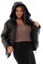 Женская кожаная куртка из натуральной кожи с капюшоном 8022159-4