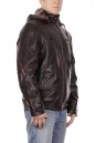 Мужская кожаная куртка из эко-кожи с капюшоном, отделка искусственный мех 8022259-3