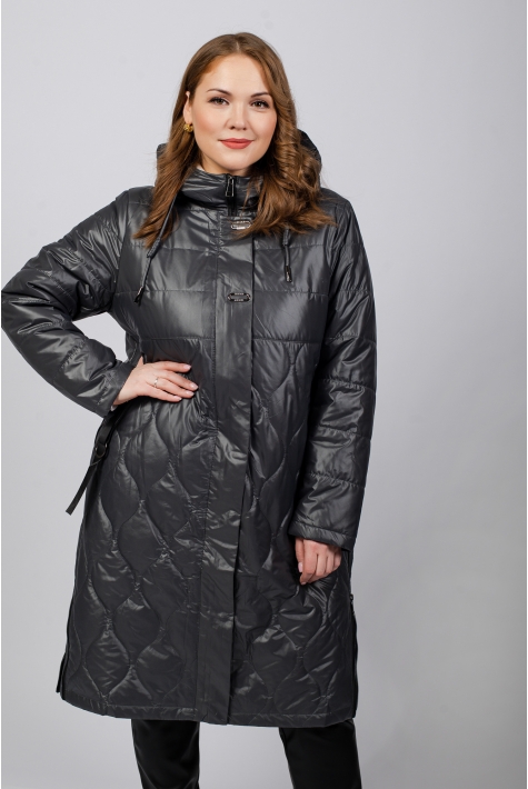 Женское пальто из текстиля с капюшоном 8023414