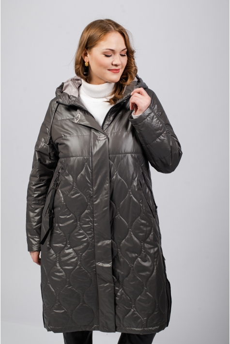 Женское пальто из текстиля с капюшоном 8023415