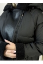 Пуховик женский из текстиля с капюшоном, отделка искусственный мех 8023790-6