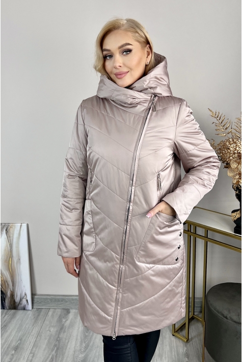 Женское пальто из текстиля с капюшоном 8024034