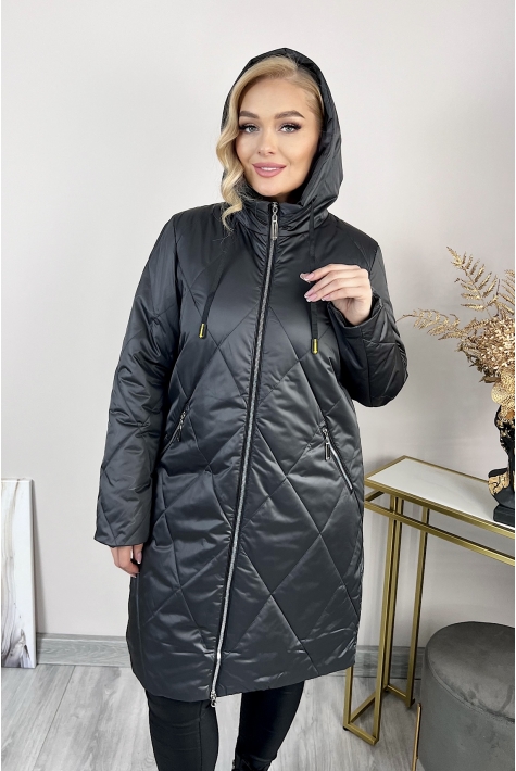 Женское пальто из текстиля с капюшоном 8024036