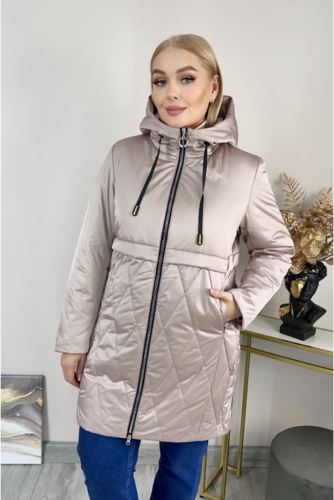 Женское пальто из текстиля с капюшоном 8024089