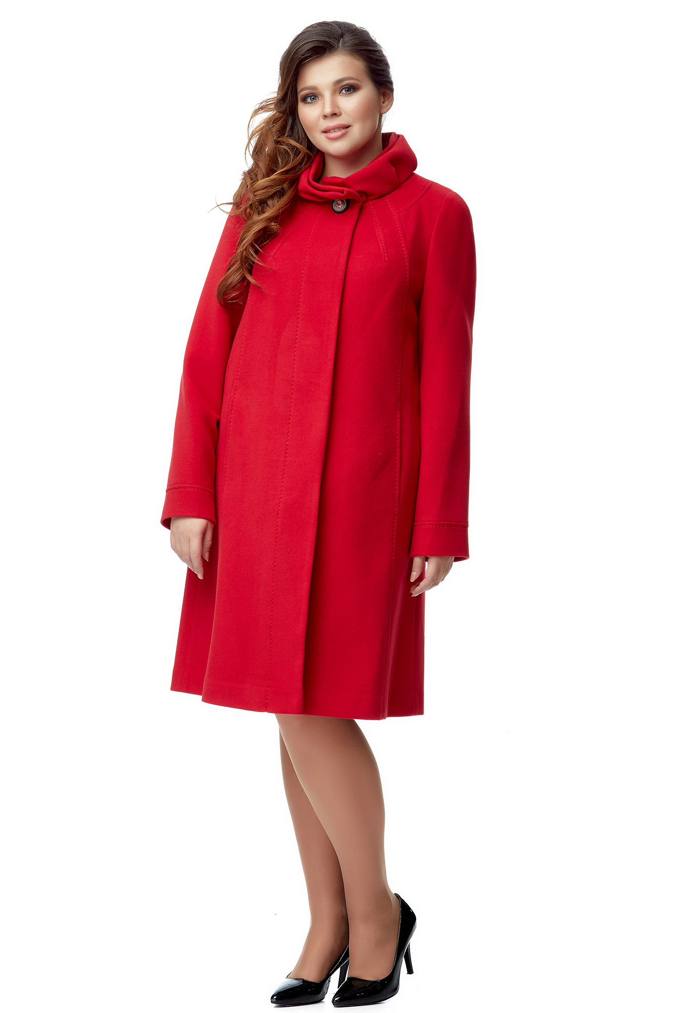 Женское пальто из текстиля с воротником 8000951-2