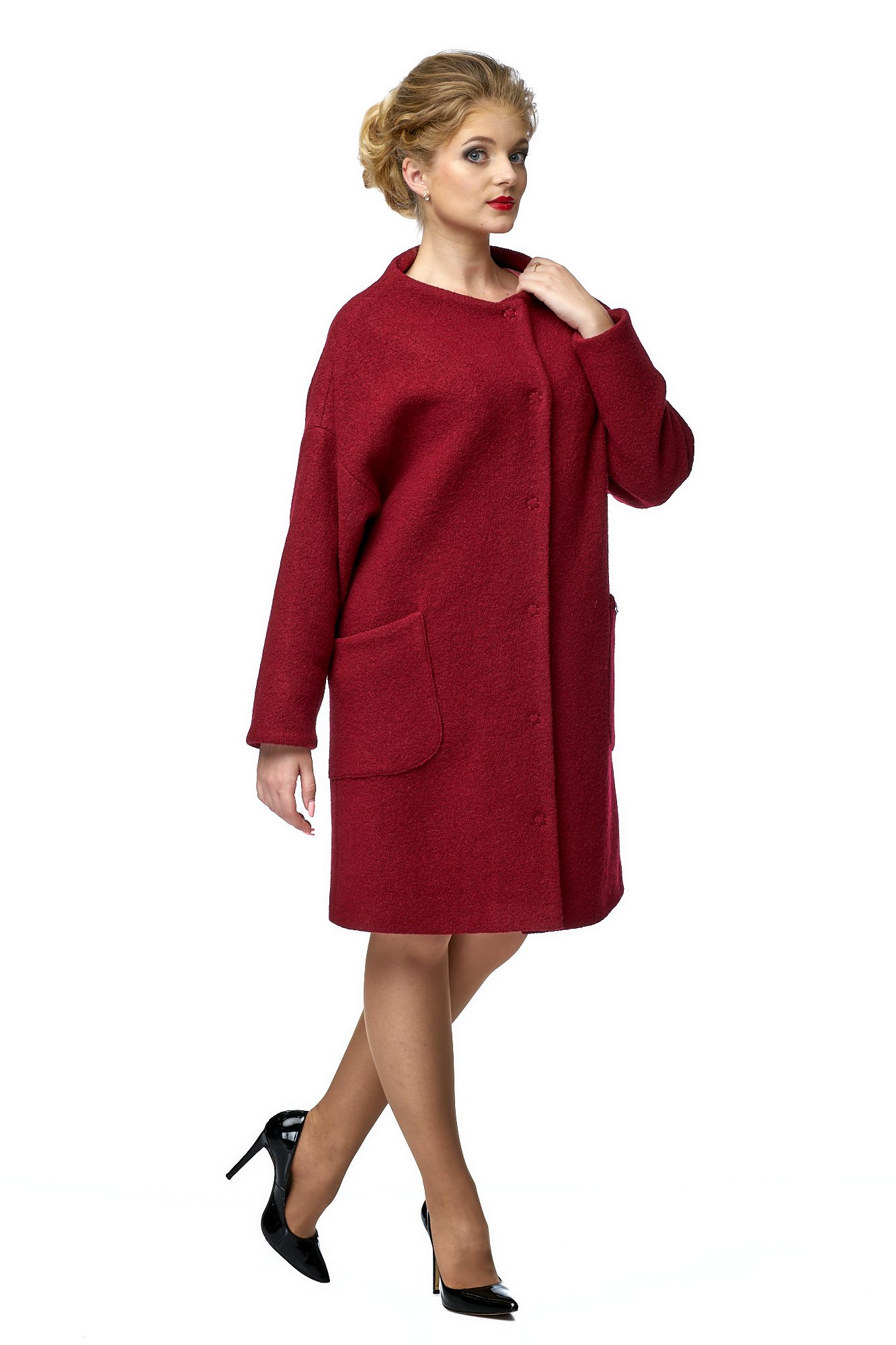 Женское пальто из текстиля без воротника 8001093-3