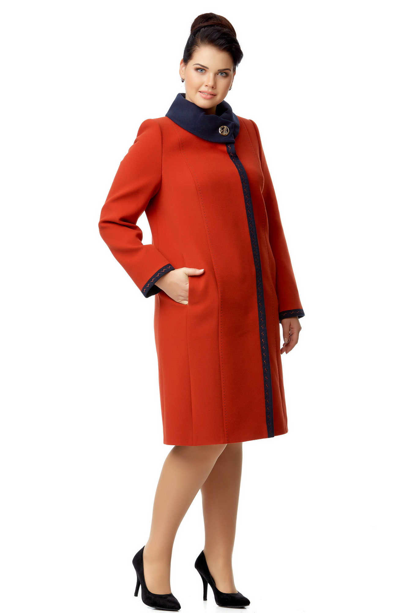 Женское пальто из текстиля с воротником 8001942-2
