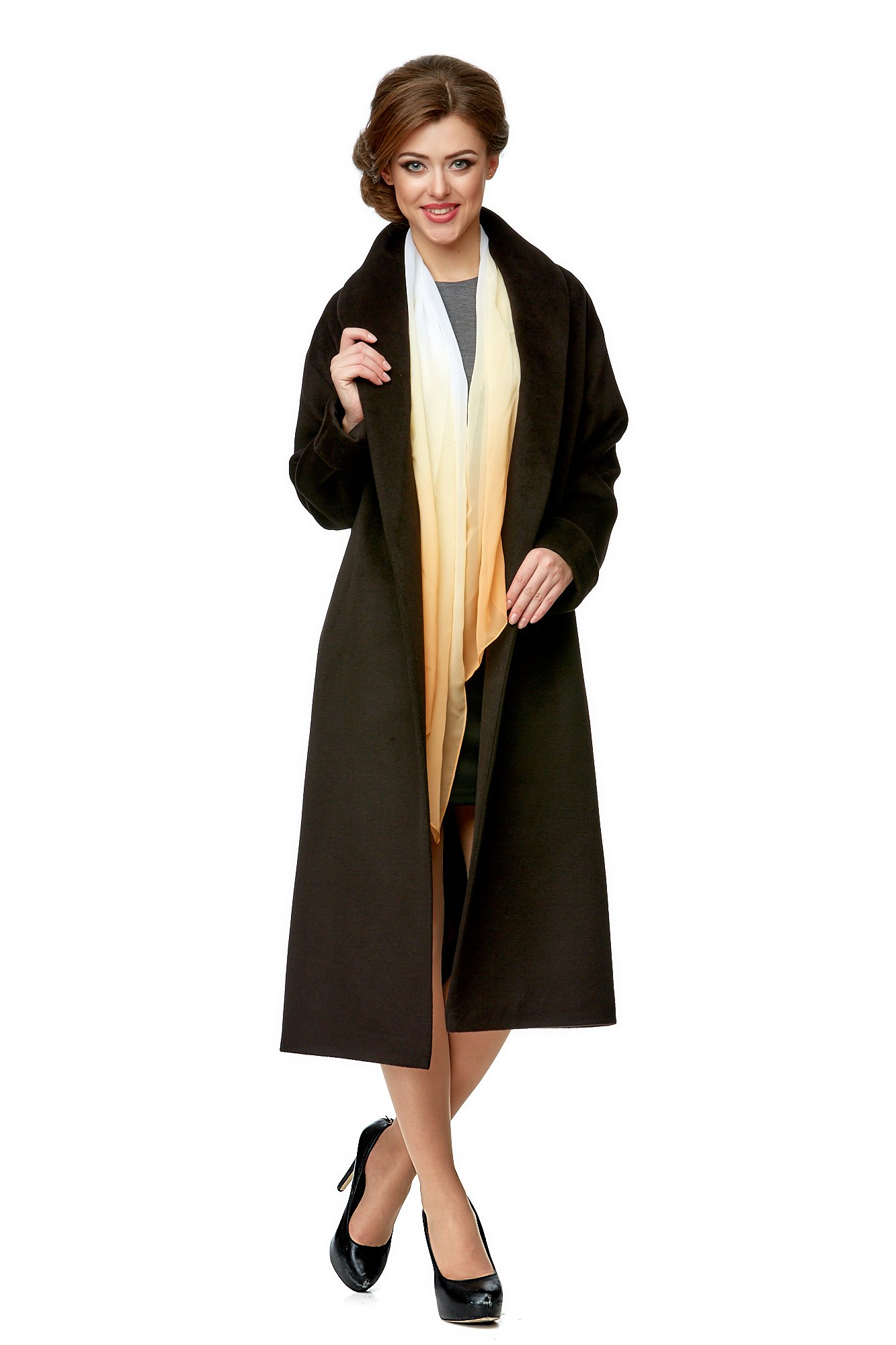 Женское пальто из текстиля с воротником 8001960-4