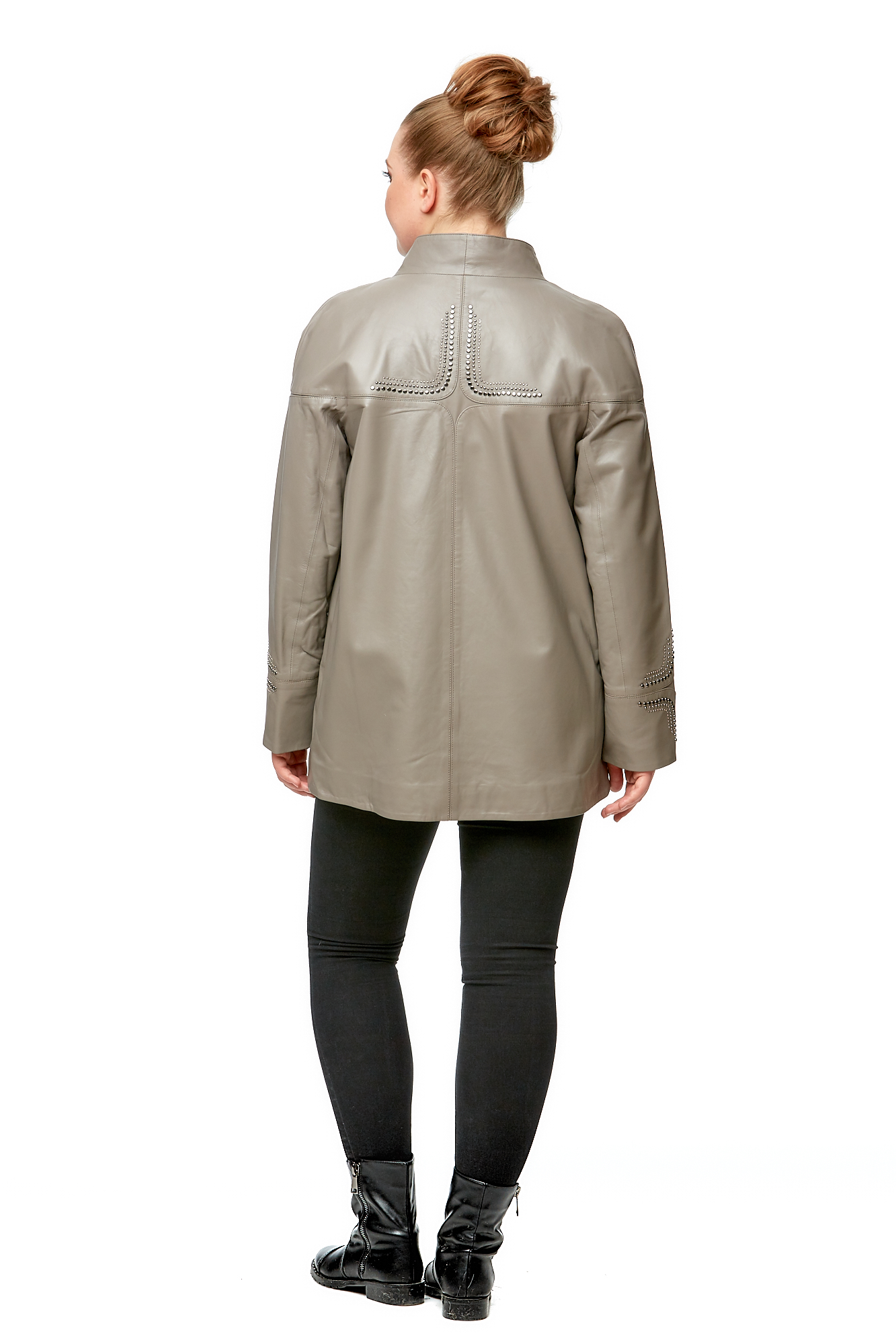 Женская кожаная куртка из натуральной кожи с воротником 8002032-3