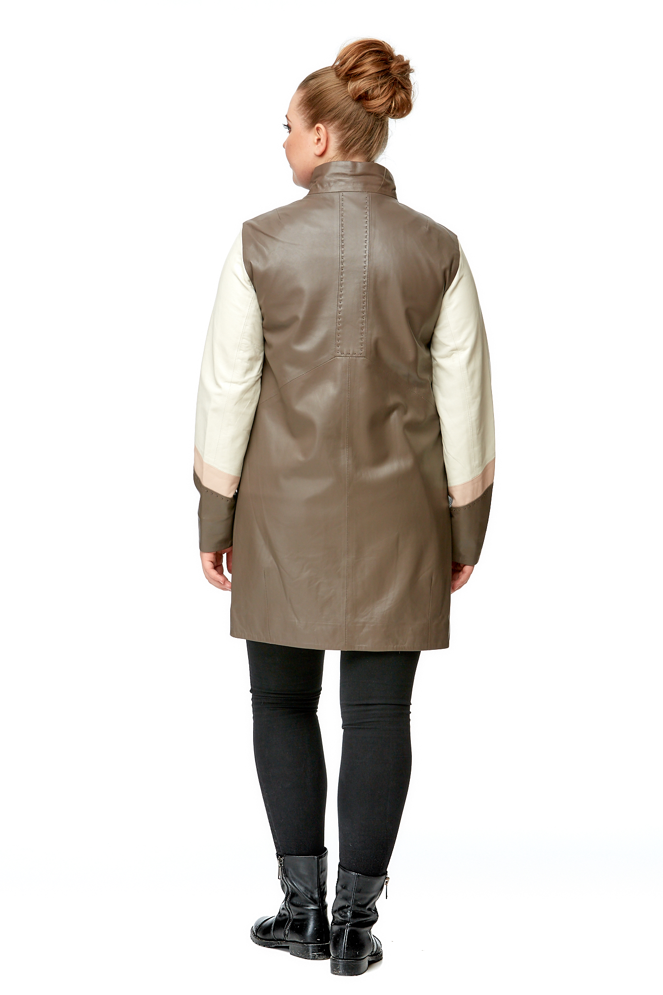Женское кожаное пальто из натуральной кожи с воротником 8002042-2