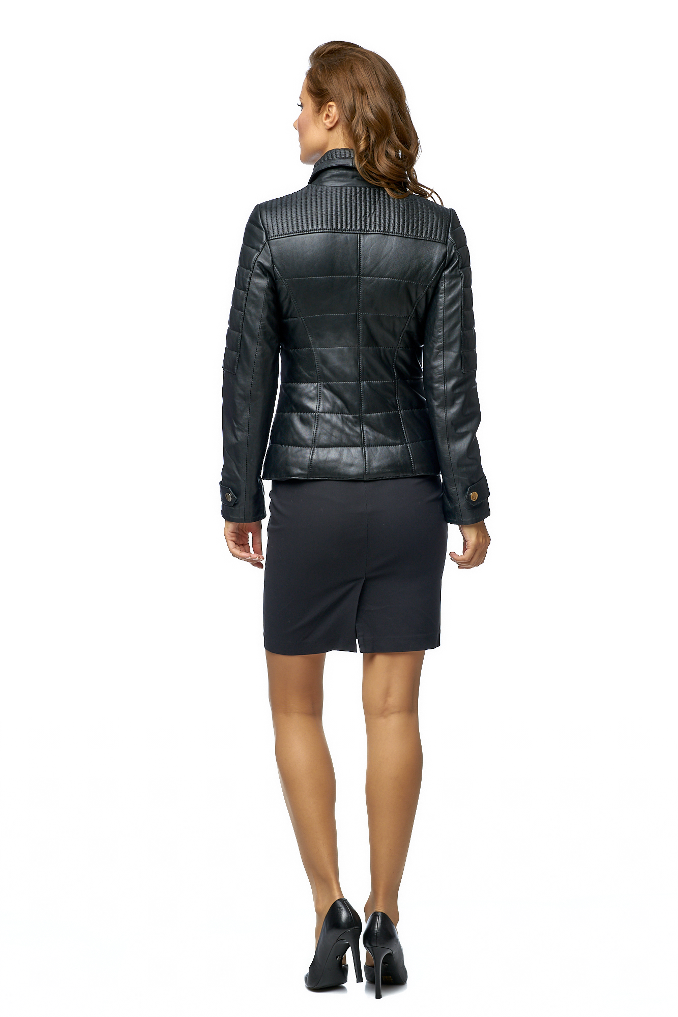 Женская кожаная куртка из натуральной кожи с воротником 8002163-3