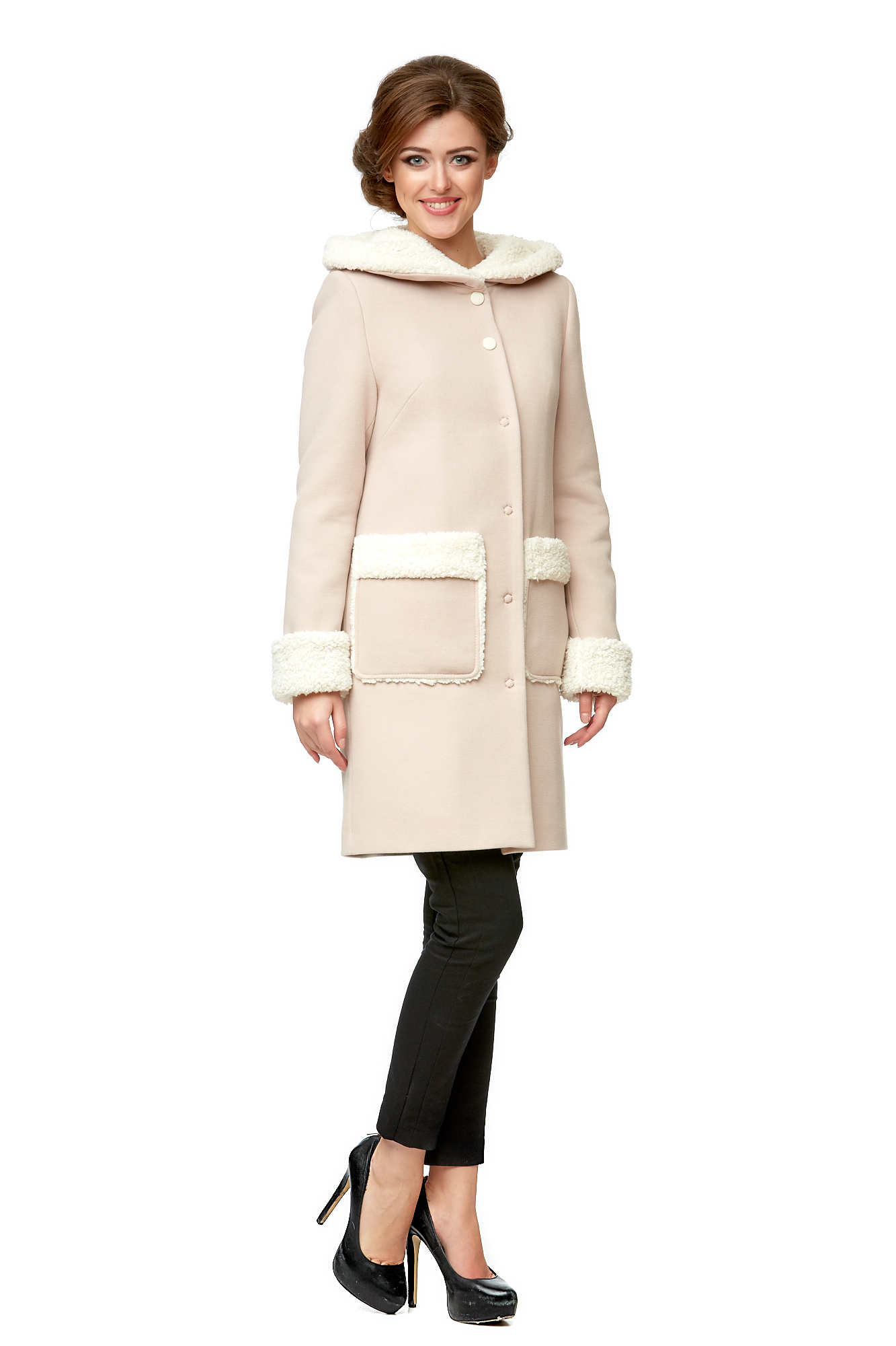 Женское пальто из текстиля с капюшоном 8002188-3