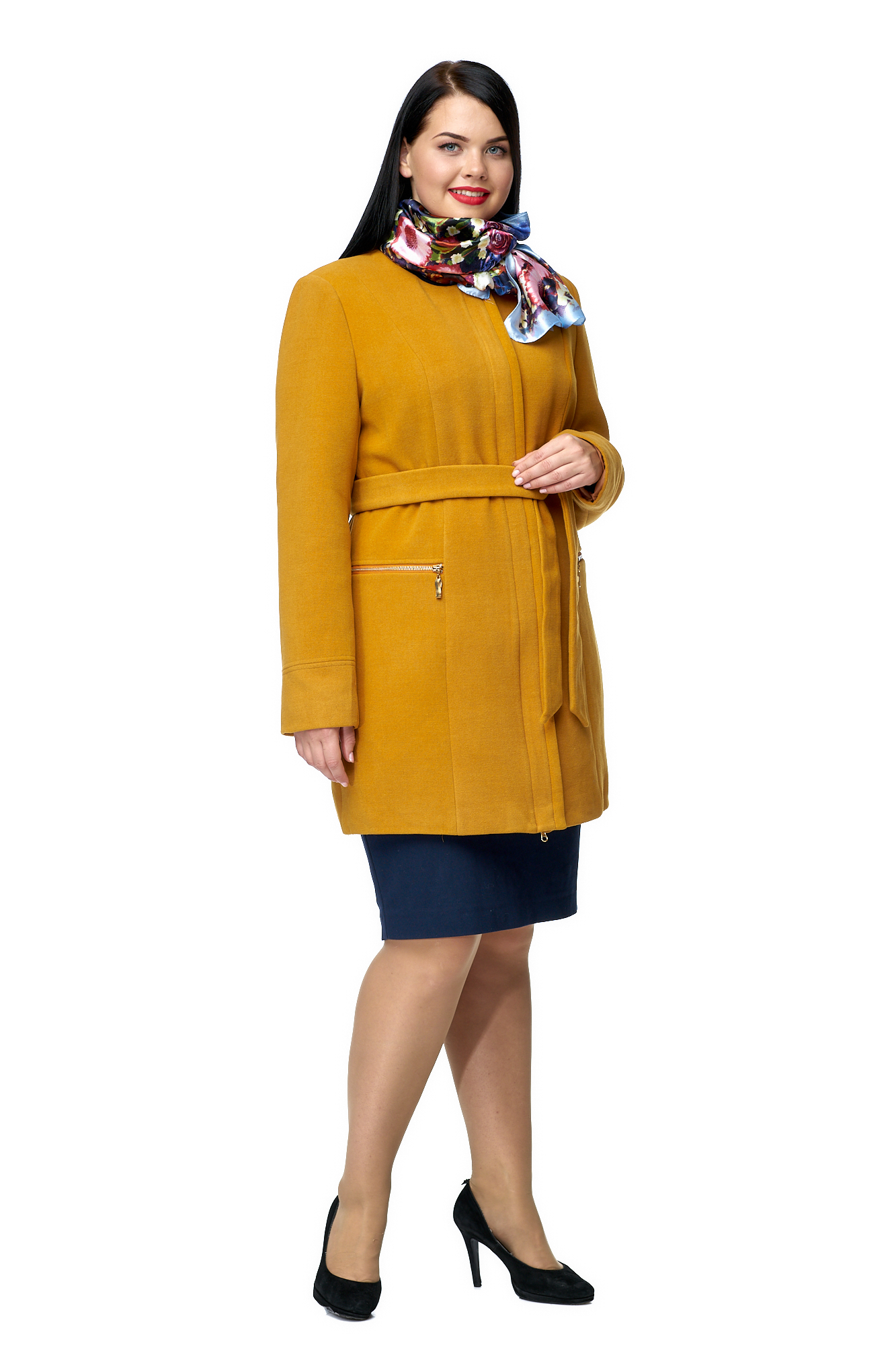 Женское пальто из текстиля с воротником 8002716-2