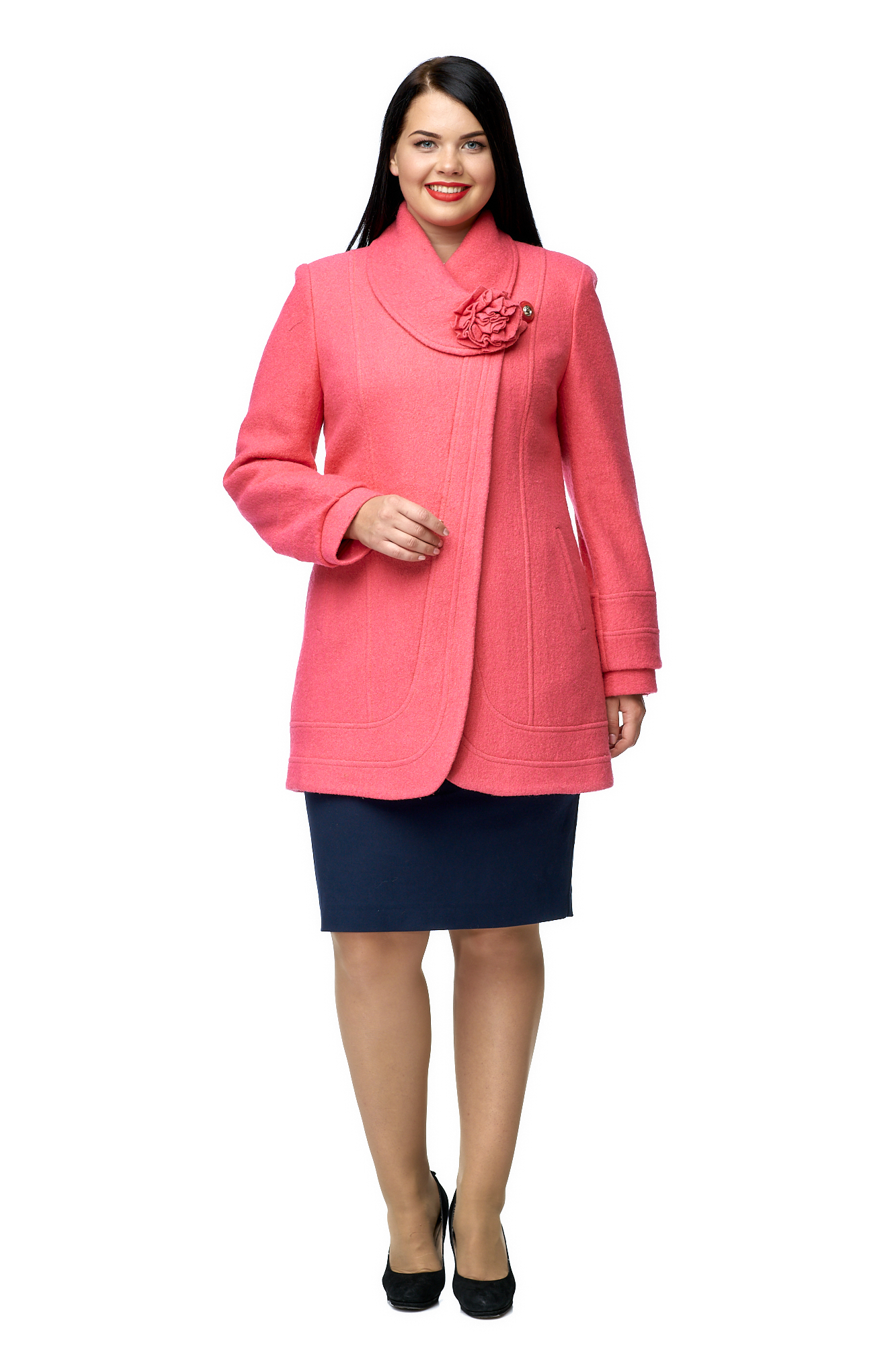 Женское пальто из текстиля с воротником 8002764-2