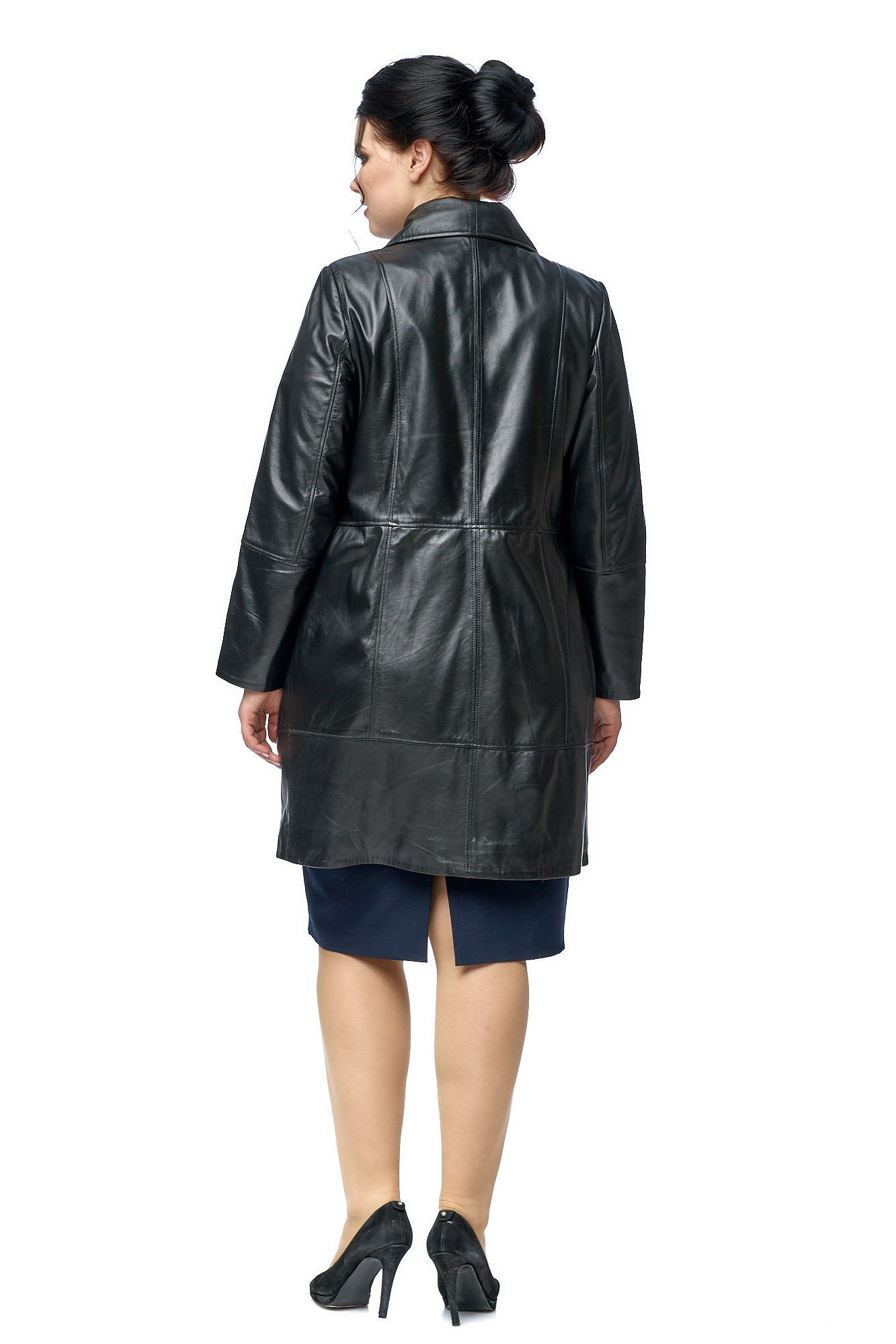 Женское кожаное пальто из натуральной кожи с воротником 8003202-3