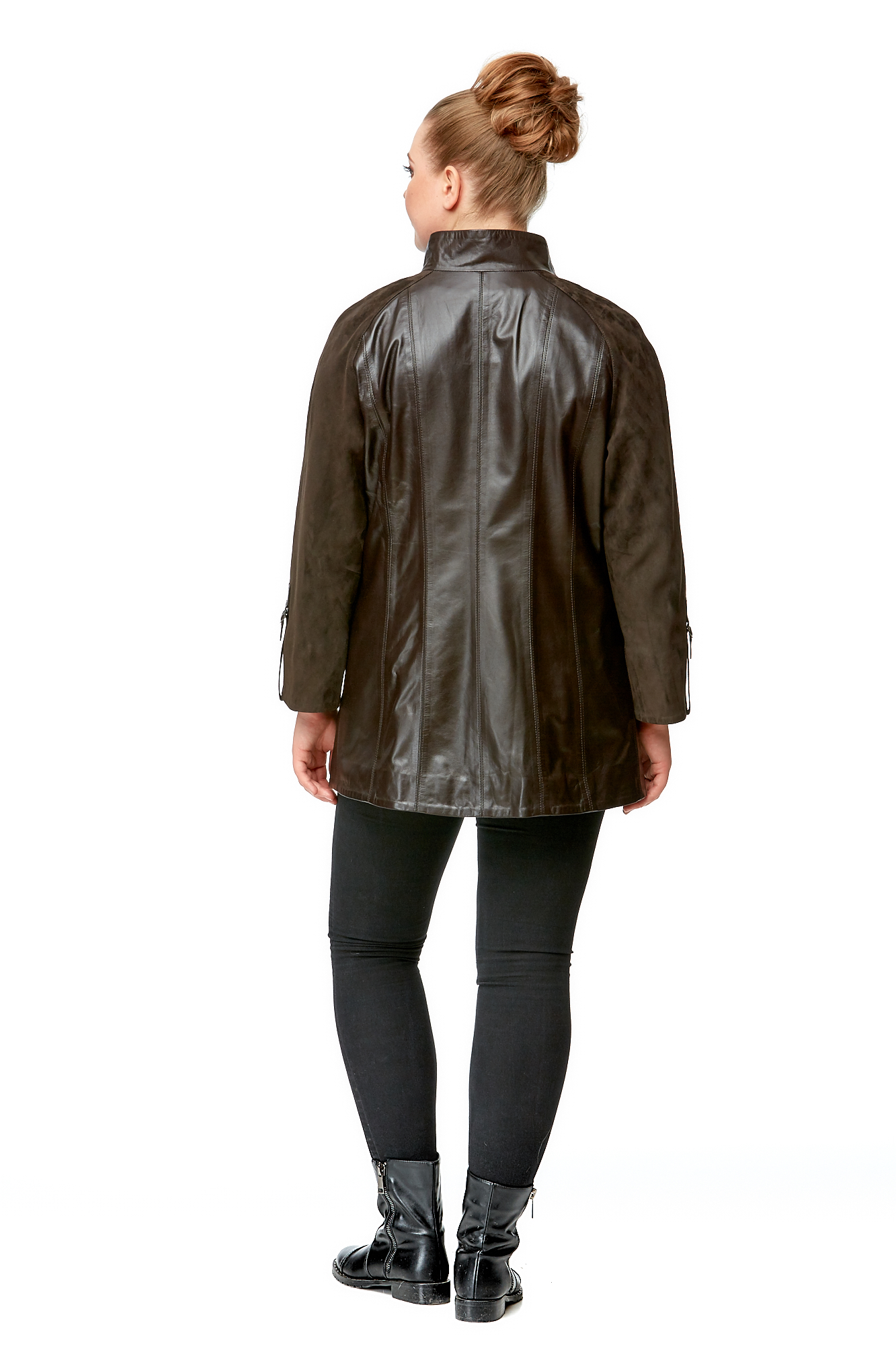 Женская кожаная куртка из натуральной кожи с воротником 8005641-3