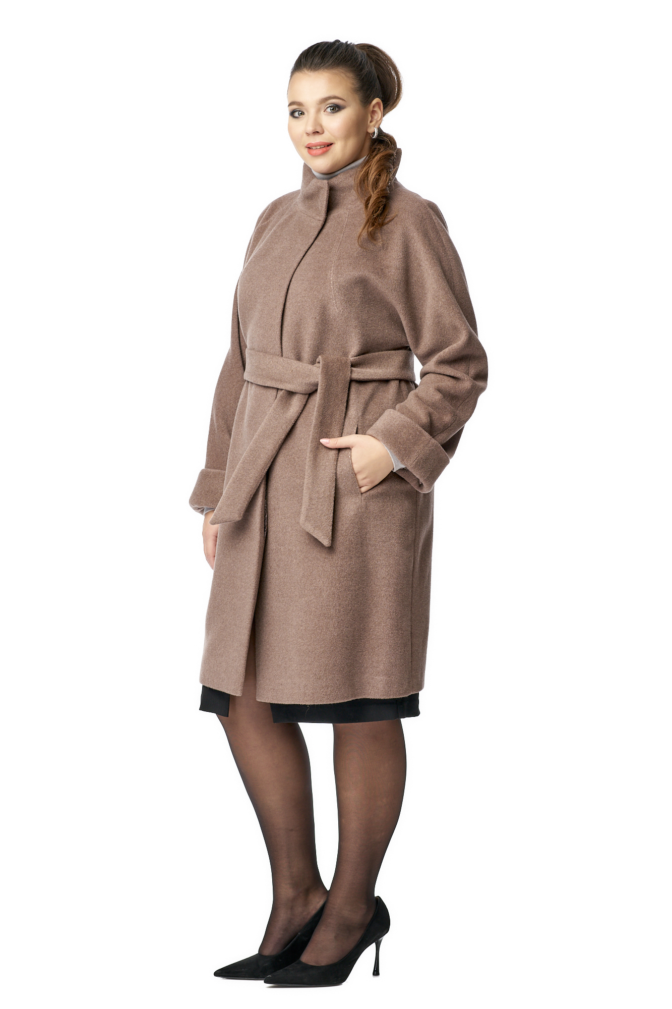 Женское пальто из текстиля с воротником 8009724-2