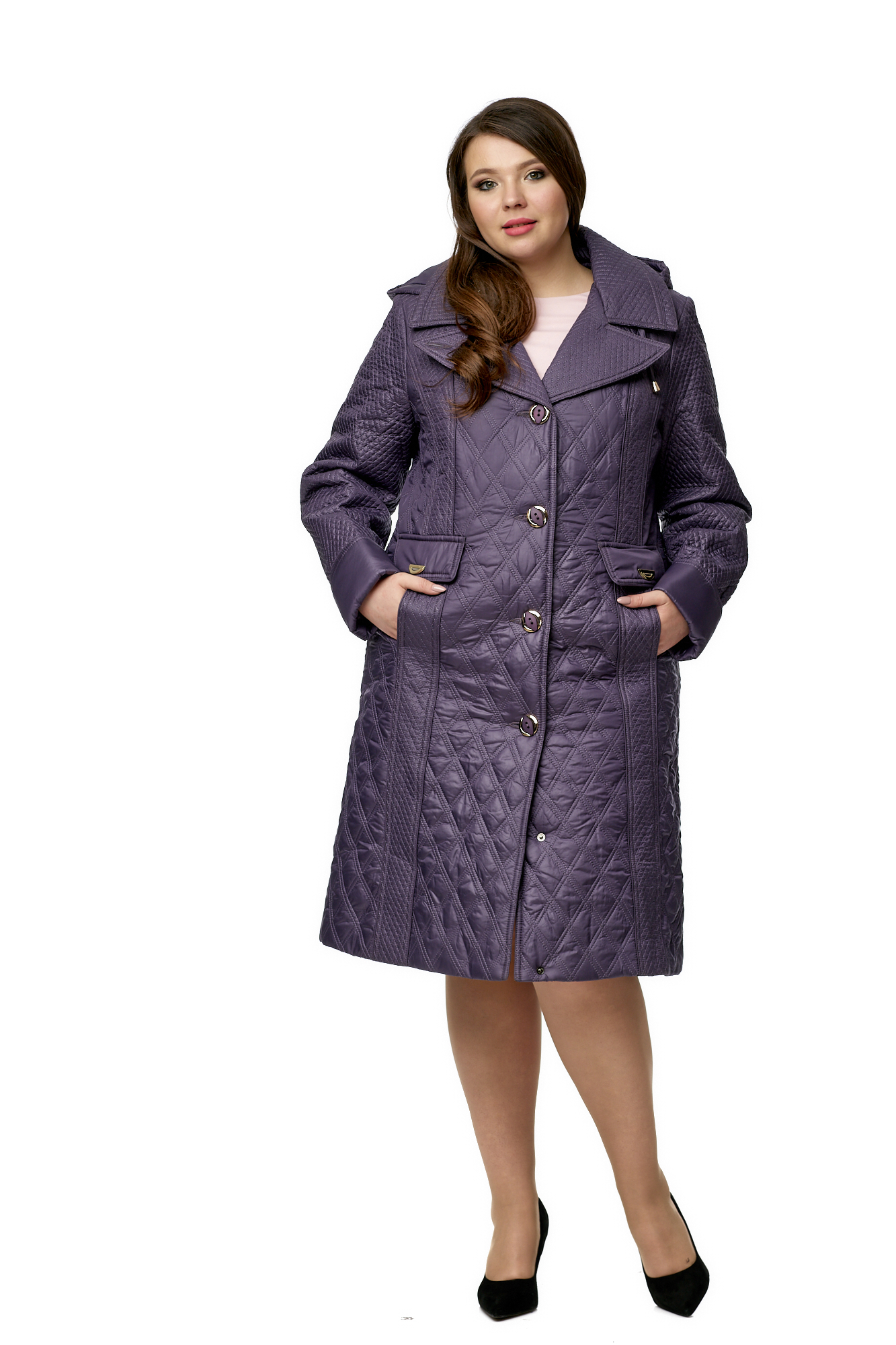Женское пальто из текстиля с капюшоном 8010069-2