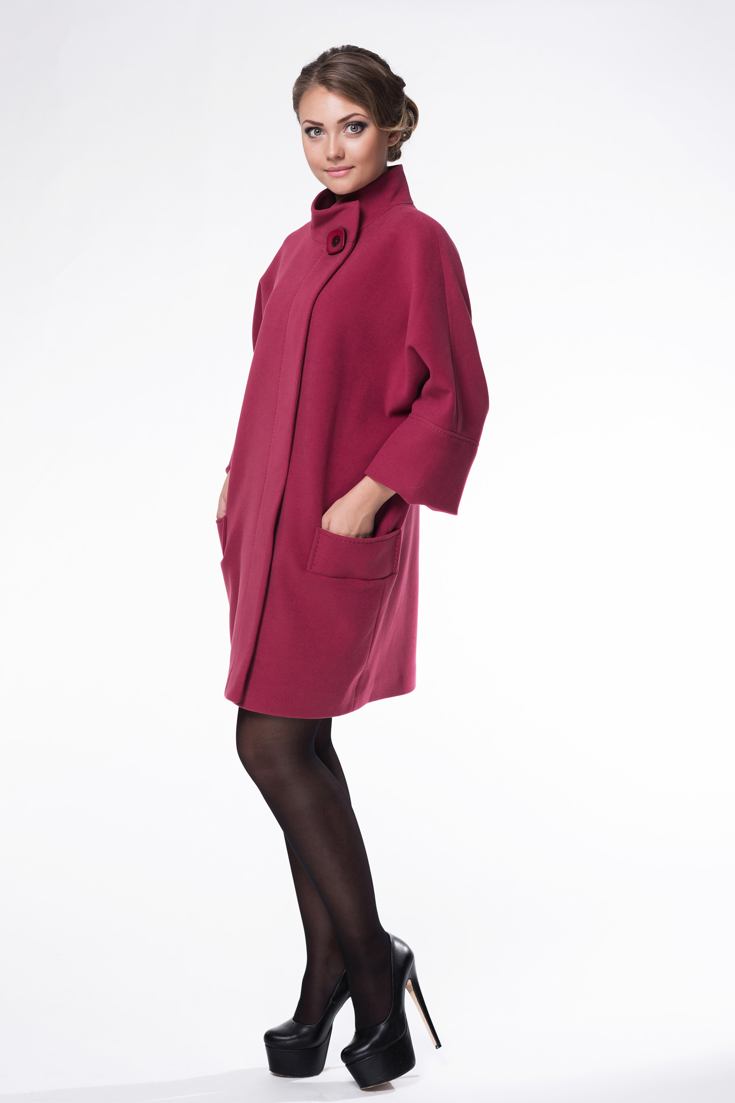 Женское пальто из текстиля с воротником 8010142-2